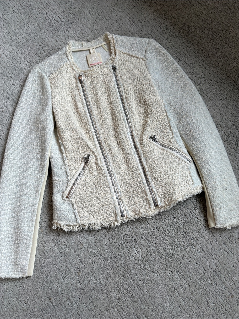 RebeccaTaylor boucle blazer zipper detail